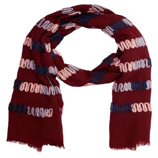 Cotton Chain Work Stole -  Maroon  